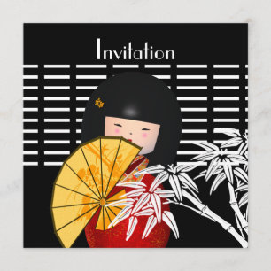 Invitation Black White Asian Bamboo