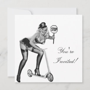 Invitation  Black & White Style Pin-Up Girl 1