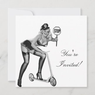 Invitation  Black & White Style Pin-Up Girl 1