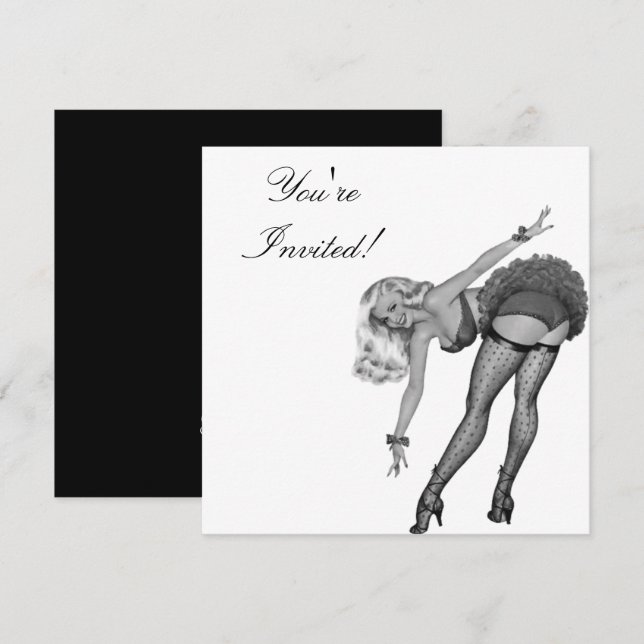 Invitation  Black & White Style Pin-Up Girl 19 (Front/Back)