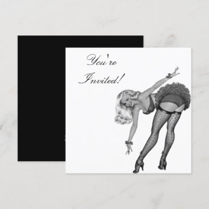 Invitation  Black & White Style Pin-Up Girl 19