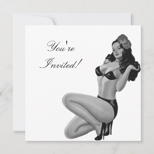 Invitation  Black & White Style Pin-Up Girl 20 (Front)