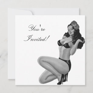 Invitation  Black & White Style Pin-Up Girl 20