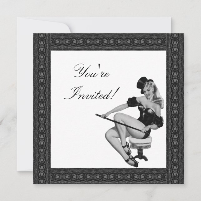 Invitation  Black & White Style Pin-Up Girl 5 (Front)