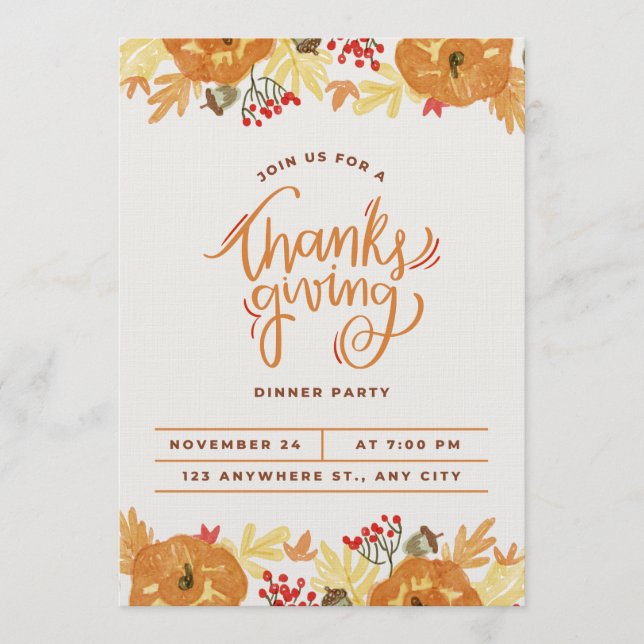 Invitation card for thanksgiving day  (Front)