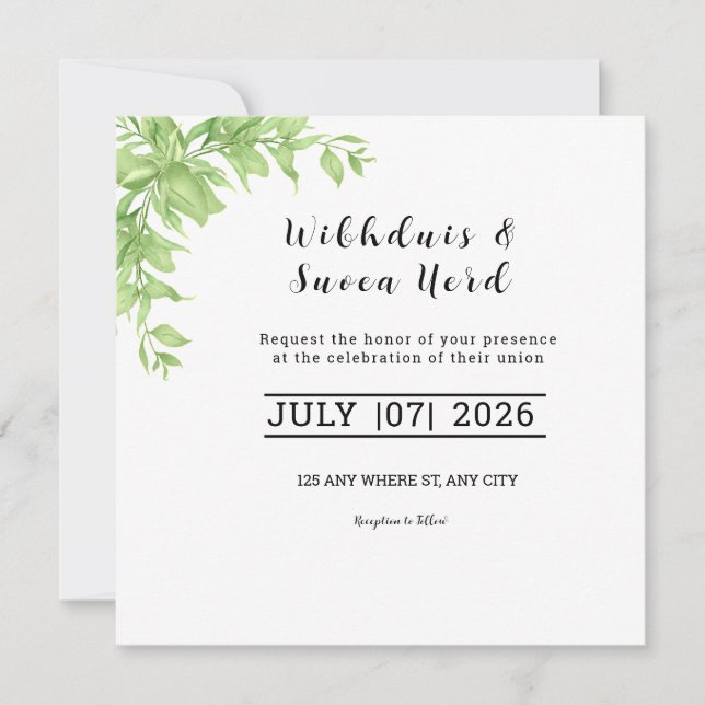 Invitation Card - Square Wedding Card (Front)