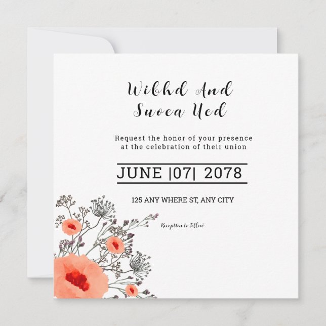 Invitation Card - Square Wedding Card Design (Front)