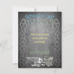 Invitation card to school enrolment on chalkboard