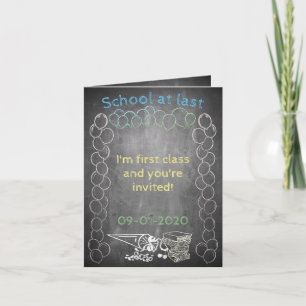 Invitation card to school enrolment on chalkboard