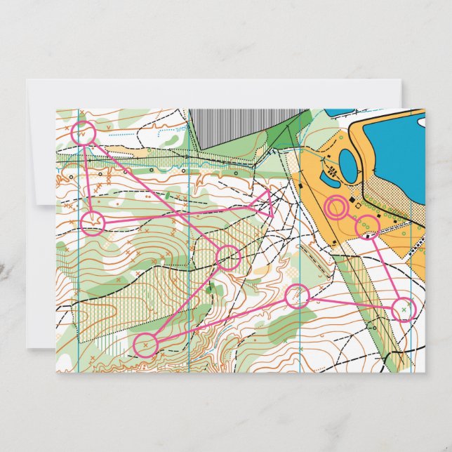 Invitation card with envelope - Orienteering map (Front)
