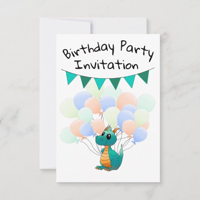 Invitation cards Drache Children's Birthday (Front)