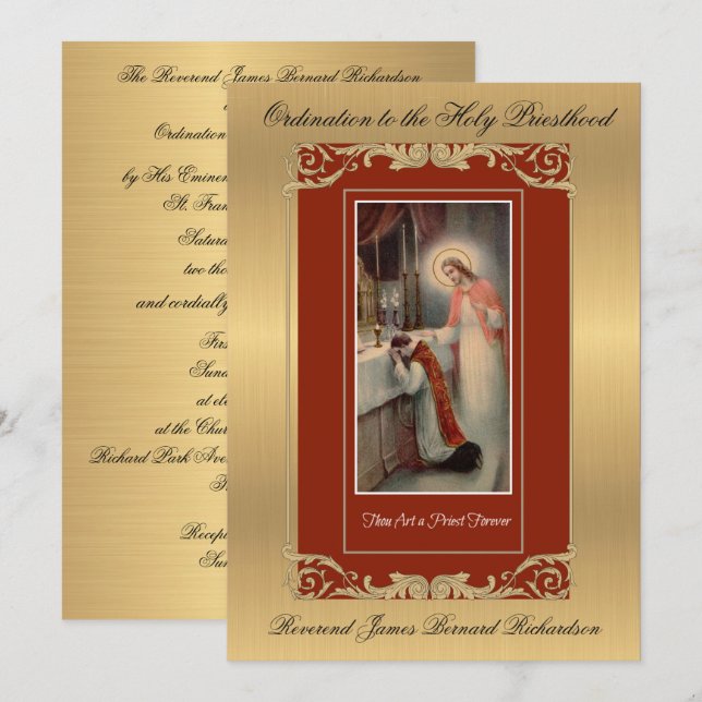 Invitation Catholic Ordination to Holy Priesthood (Front/Back)