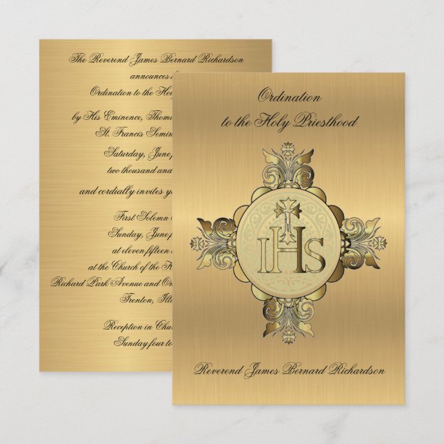 Invitation Catholic Ordination to Holy Priesthood (Front/Back)