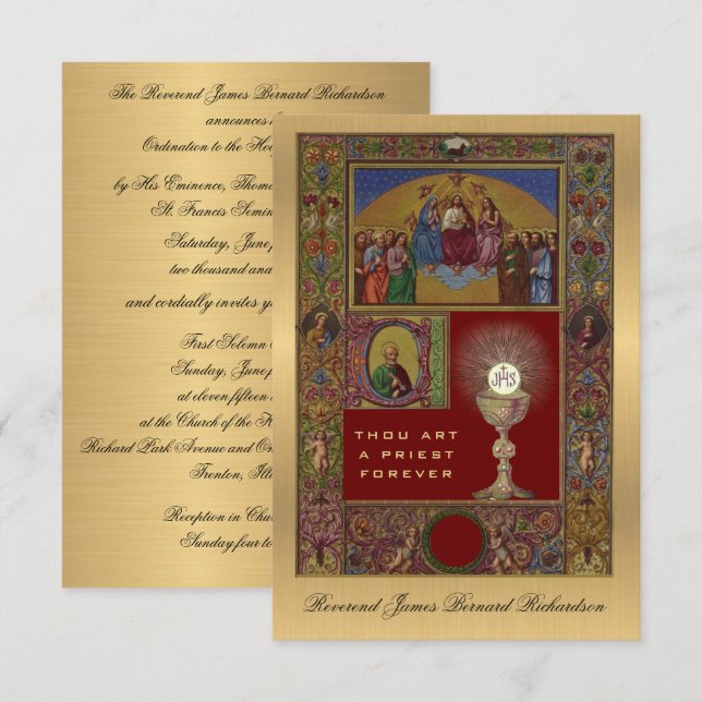 Invitation Catholic Ordination to Holy Priesthood (Front/Back)