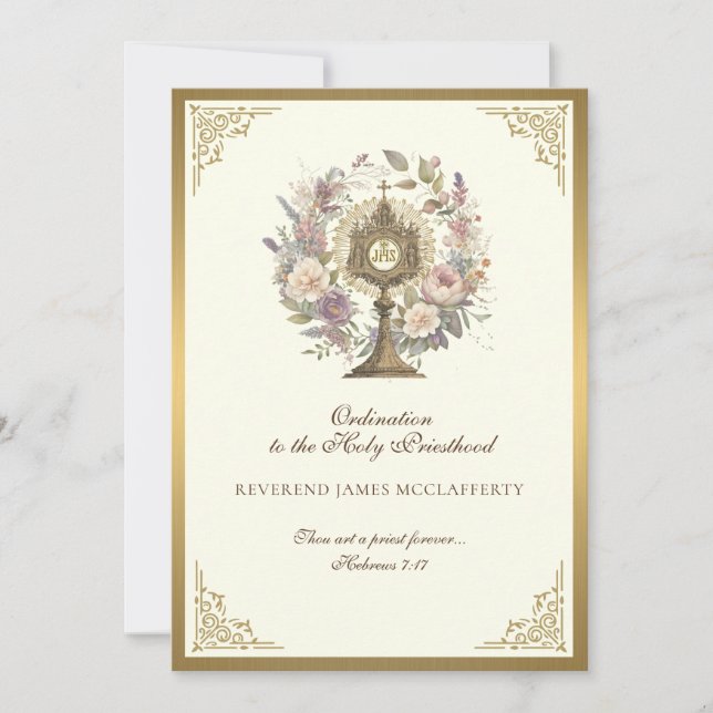 Invitation Catholic Ordination to Holy Priesthood (Front)