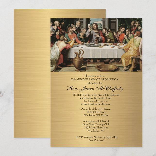 Invitation Catholic Priest Ordination Anniversary (Front/Back)