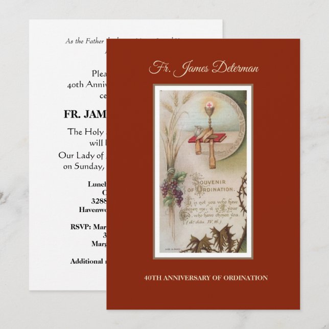 Invitation Catholic Priest Ordination Anniversary (Front/Back)