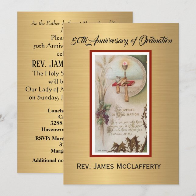 Invitation Catholic Priest Ordination Anniversary (Front/Back)