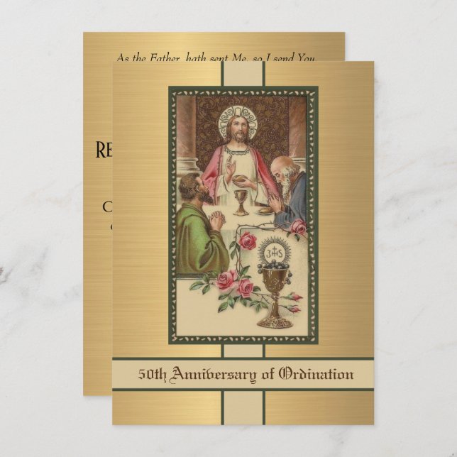 Invitation Catholic Priest Ordination Anniversary (Front/Back)