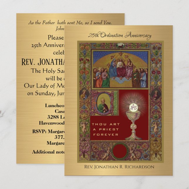 Invitation Catholic Priest Ordination Anniversary (Front/Back)