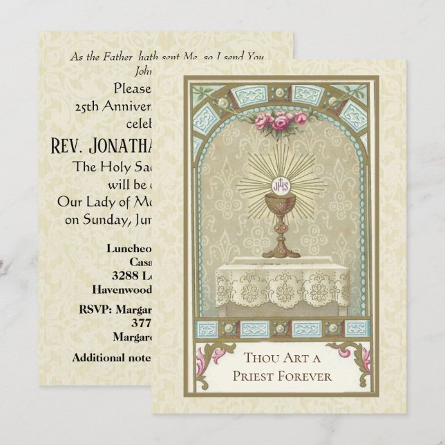 Invitation Catholic Priest Ordination Anniversary (Front/Back)