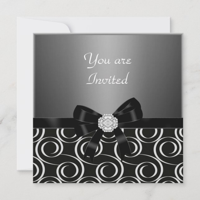 Invitation charcoal Stylish birthday   Party (Front)