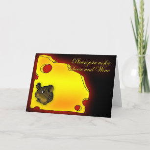 Invitation Cheese and Wine Party cute little mouse