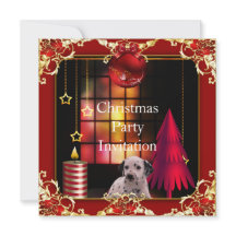 Invitation Christmas party Red Dog Dalmation