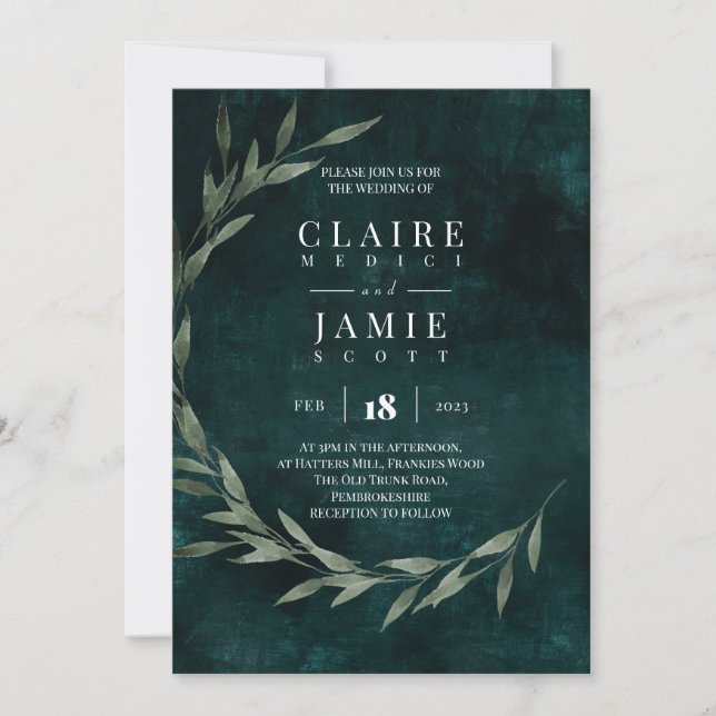 INVITATION - CLASSIC  'GREEN RUSTIC' (Front)