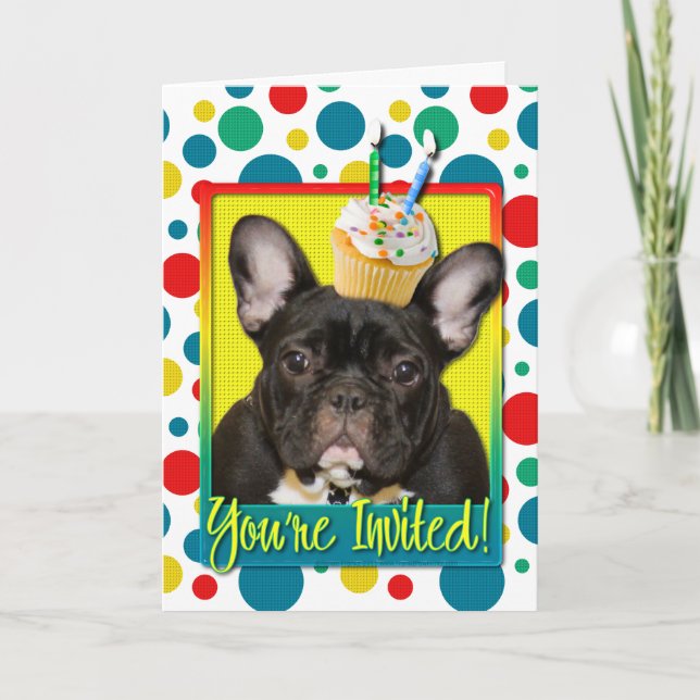 Invitation Cupcake 2 Year Old - French Bulldog (Front)