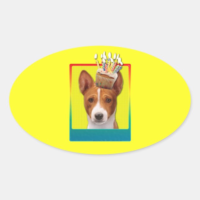 Invitation Cupcake - Basenji Oval Sticker (Front)