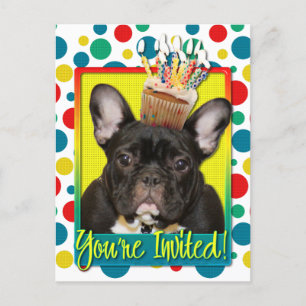 Invitation Cupcake - French Bulldog - Teal