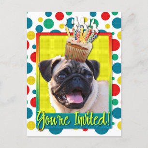 Invitation Cupcake - Pug Postcard