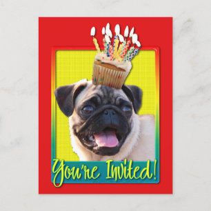 Invitation Cupcake - Pug Postcard