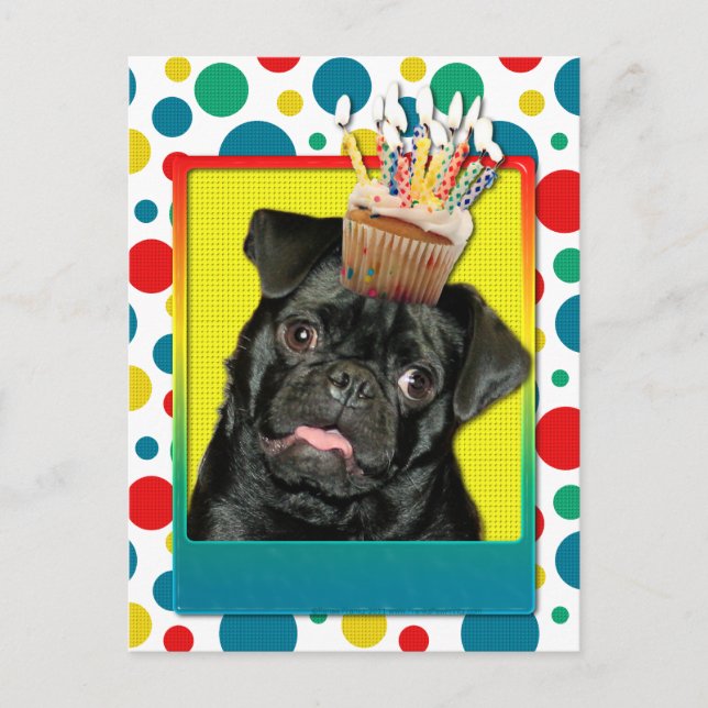 Invitation Cupcake - Pug - Ruffy Postcard (Front)