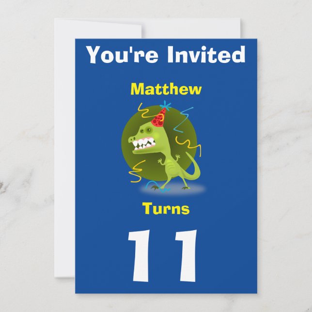 Invitation Custom Dinosaur- Birthday-add name/age (Front)