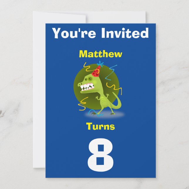 Invitation Custom Dinosaur- Birthday-add name/age (Front)