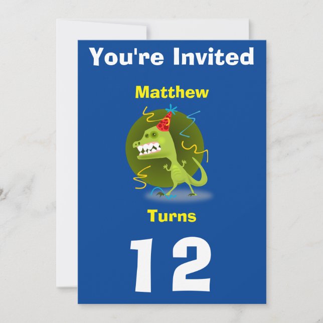 Invitation Custom Dinosaur- Birthday-add name/age (Front)
