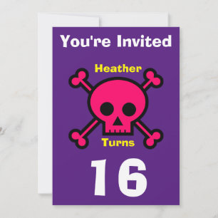 Invitation Custom Skull- Birthday-add name/age