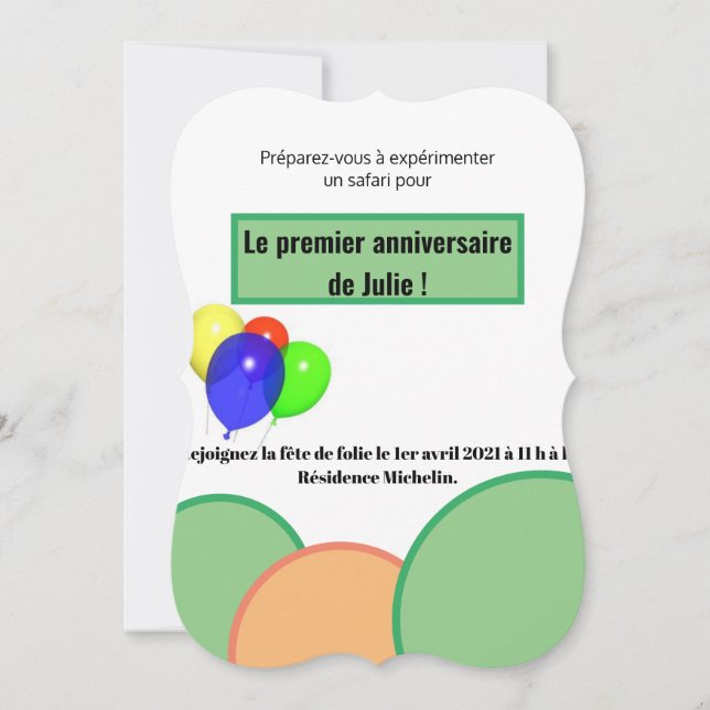 invitation de la Le premier anniversaire (Front)