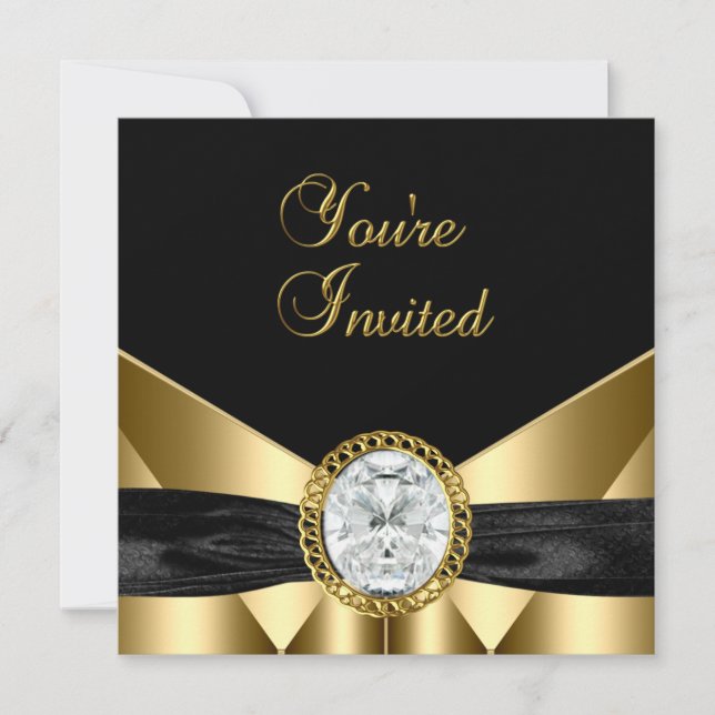 Invitation Diamond Jewel Black Gold (Front)