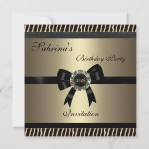 Invitation Elegant 30th Metal Black Jewel Animal 5