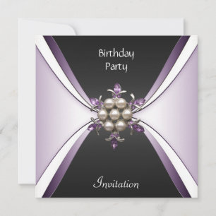 Invitation Elegant Birthday Mauve Black Jewel