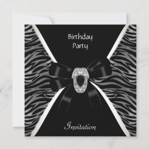 Invitation Elegant Birthday Party Wild Black Jewel