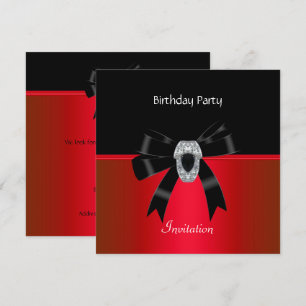 Invitation Elegant Birthday Rich Red Black Jewel