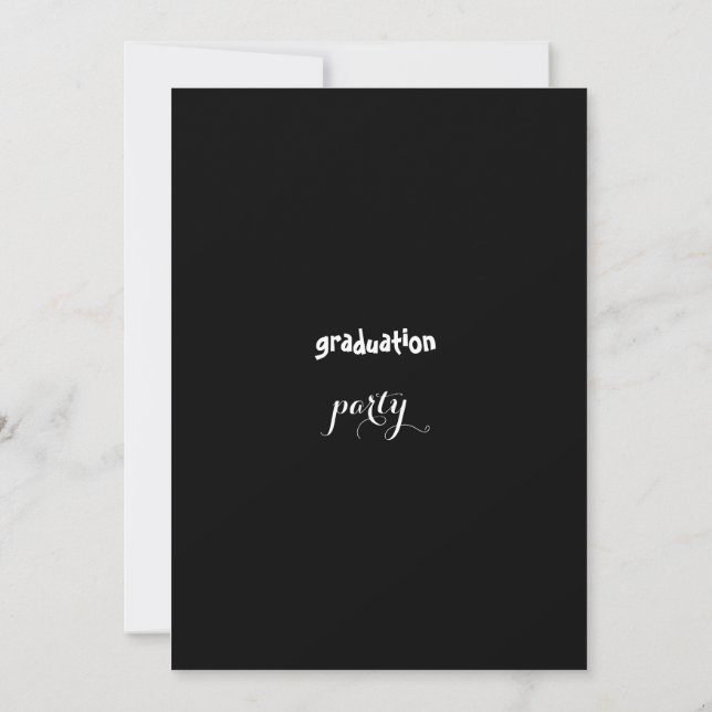 invitation  Elegant Black & White Graduation party (Back)