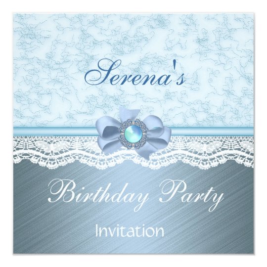Invitation Elegant Blue Lace Birthday Party