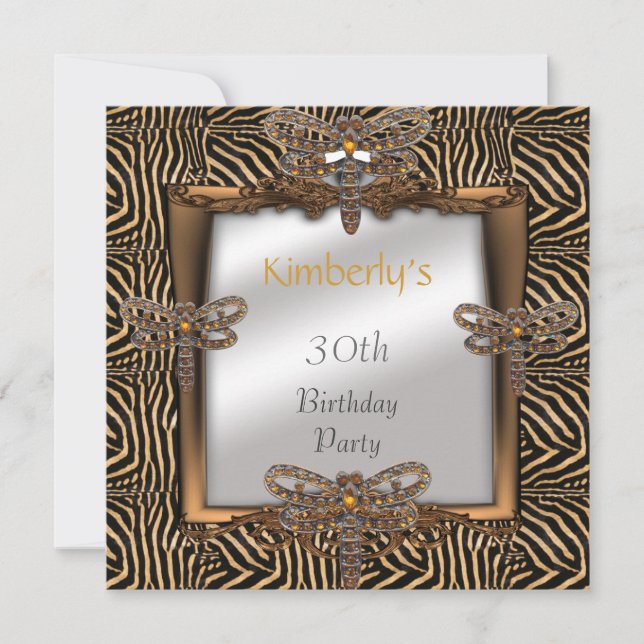 Invitation Elegant Bronze Animal Dragonfly jewel (Front)