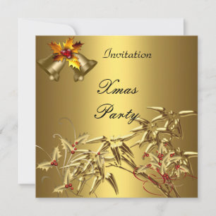 Invitation Elegant Xmas Party Asian Bamboo Gold