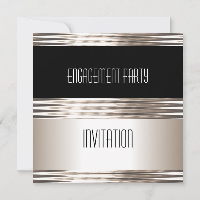 Invitation Engagement Party Art Deco Cream Black (Front)
